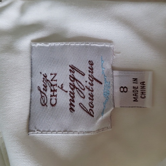 Suzi Chin For Maggie Boutique Sleeveless Mini Dress 8 White Gray Ruched Stretch - Picture 13 of 14